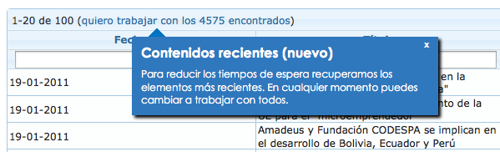 Listados con contenidos recientes